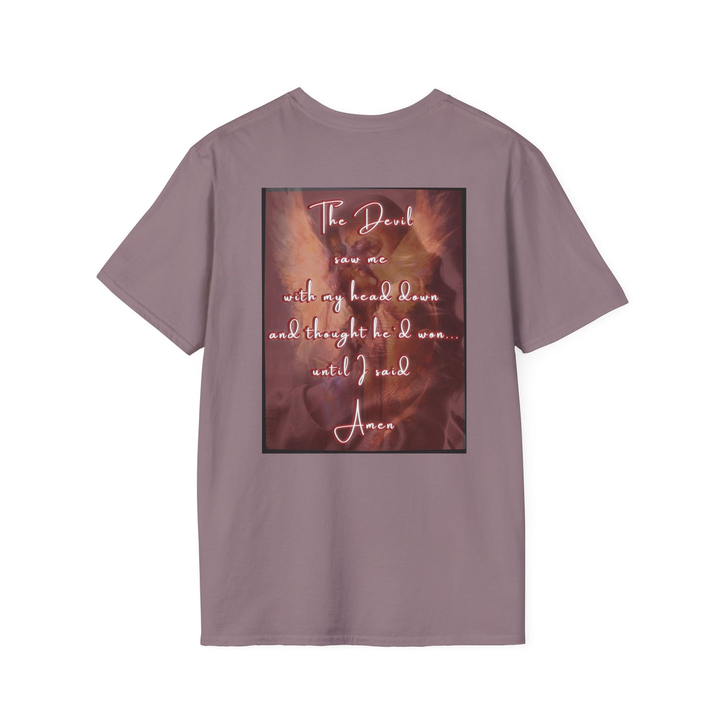 Inspirational Unisex Softstyle T-Shirt - 'The Devil Saw Me' Design